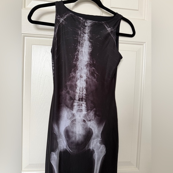 Blackmilk Black Skeleton Print Mesh Maxi Dress XS - Picture 3 of 3